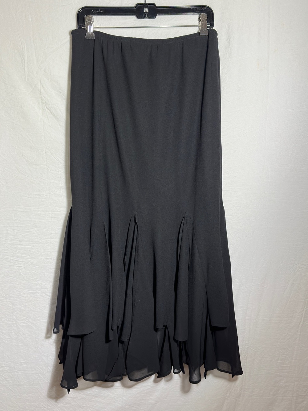 JBS LTD Black Chiffon Sharkbite Asymmetrical MIDI Skirt Plus Size 14W